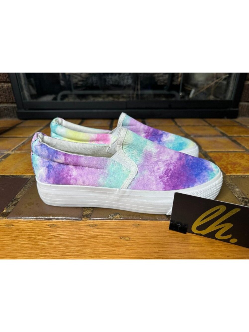 Women’s 6.5 Olivia & Kate Tye Die Slip On Platform Shoes